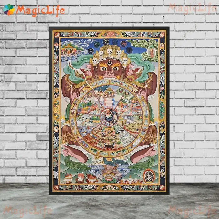 Bouddha roue de vie de la vie Sakyamuni Bodhisattva bouddhisme images murales pour salon affiche mur Art toile peinture sans cadre