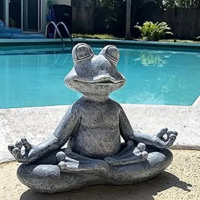 Figurine l'inventaire de grenouille de méditation, statue de jardin de grenouille de yoga du Vermont