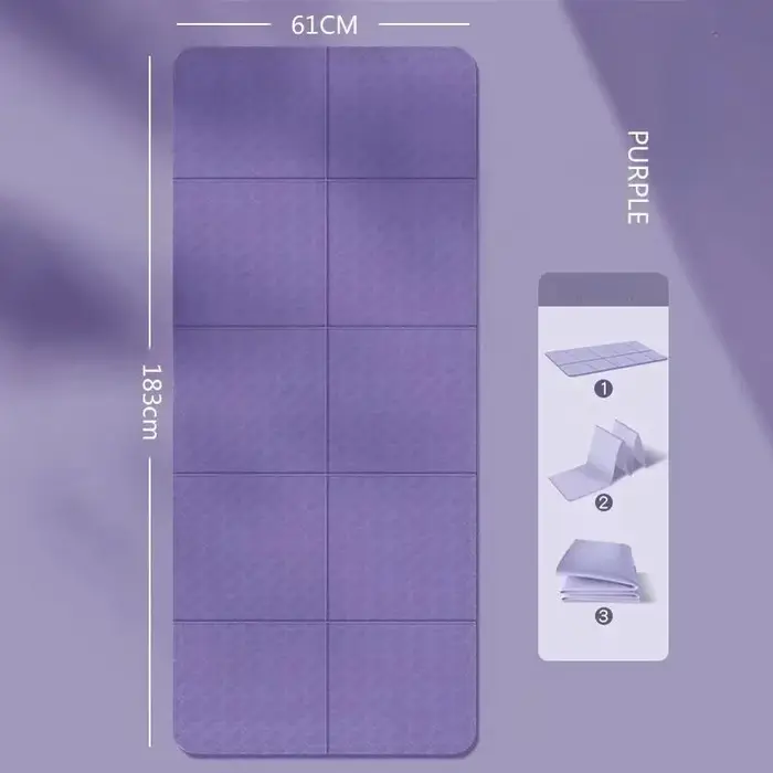 Tapis de yoga pliable, silencieux, écologique, pliable, pour voyage, fitness, exercices, double face