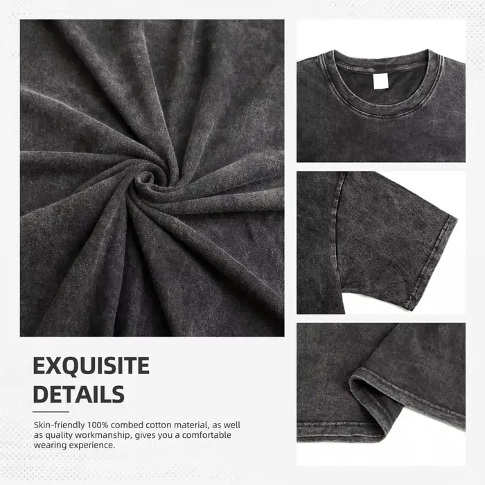 T-shirt décontracté Y2K en coton délavé à manches courtes pour homme
