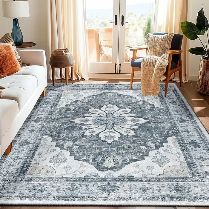 Tapis d'appoint vintage oriental persan à motifs floraux
