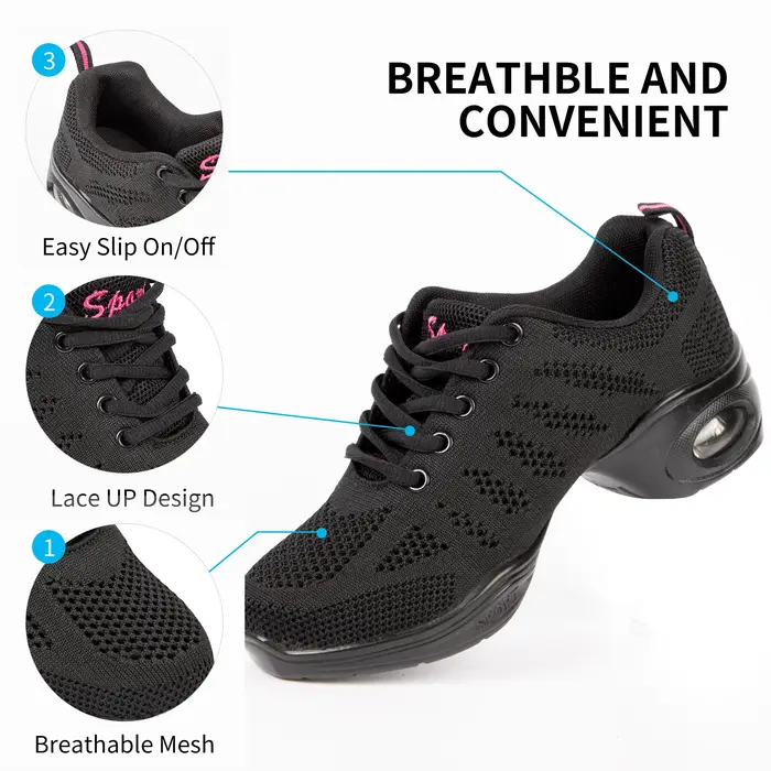 Baskets de danse respirantes pour femmes, avec semelle fendue et coussin d'air, chaussures de marche