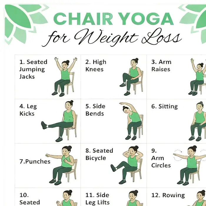 Affiches de planification d'exercices de yoga sur chaise de 30 jours