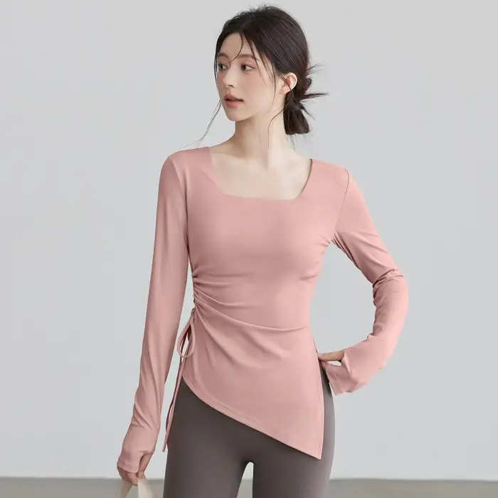 Vêtements de yoga avec coussinets de poitrine, hauts de sport d'automne, amincissants pour la taille