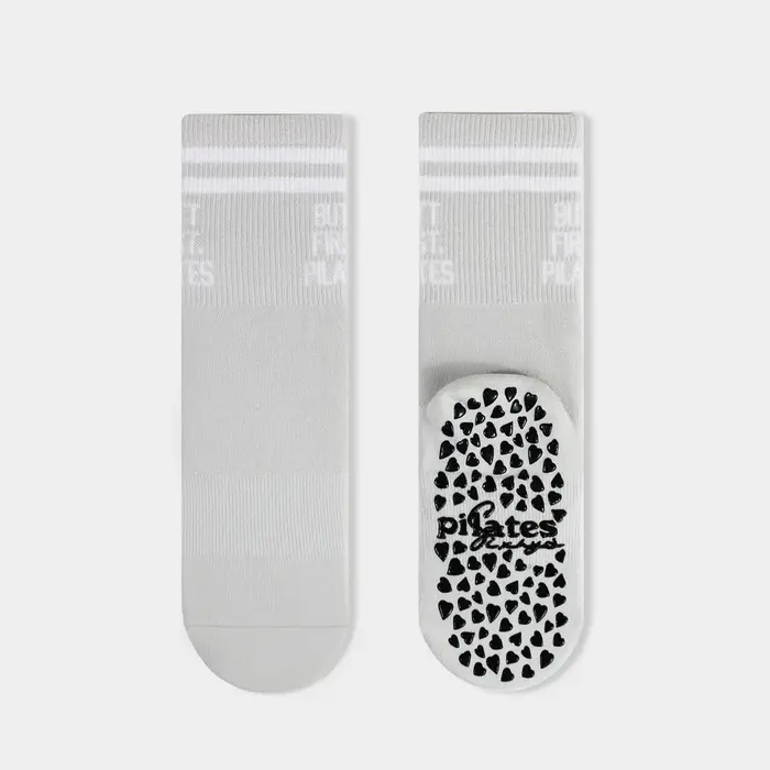 Chaussettes de Pilates pour femmes en coton rayé avec grip antidérapant en silicone