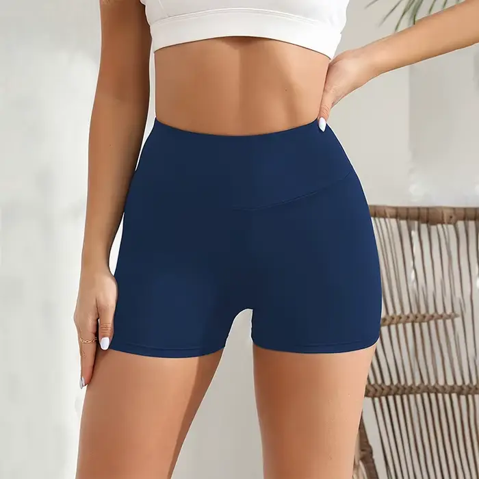 Short d'entraînement en spandex pour femme, short de yoga doux taille haute