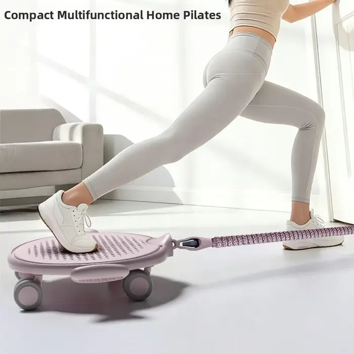 Plateau de glisse Pilates à conception silencieuse avec bande de résistance, grande capacité de charge, disque de glisse abdominal, roue universelle antidérapante