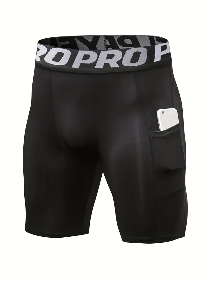 Shorts de compression pour hommes avec poche, en spandex, pour la course à pied, le sport, l'entraîn