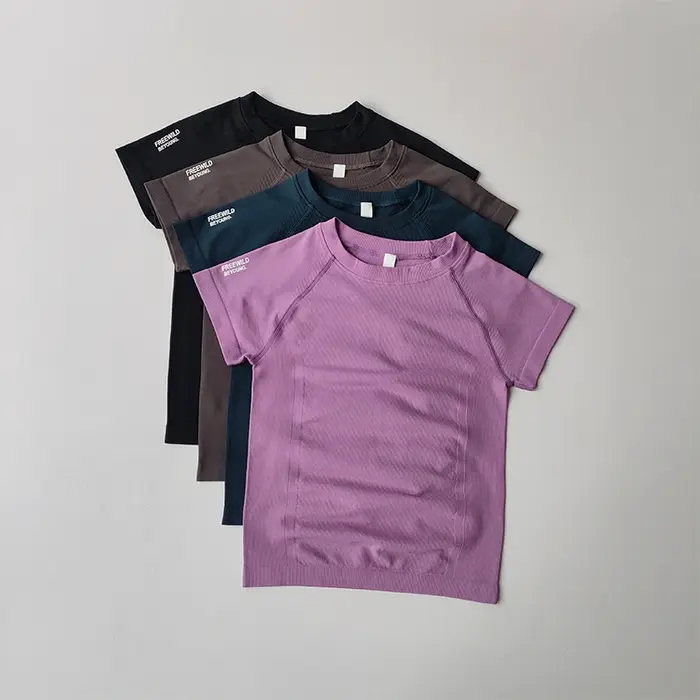 Costumes de Yoga pour femmes, hauts à manches courtes, collants extensibles, séchage rapide, T-shirt