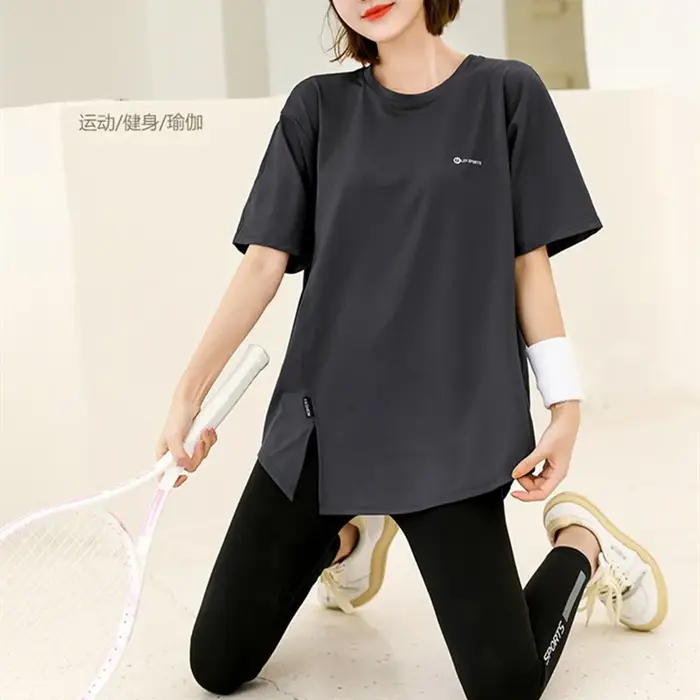 T-shirt de yoga à manches courtes pour femmes, vêtements de sport doux, chemise de fitness à séchage