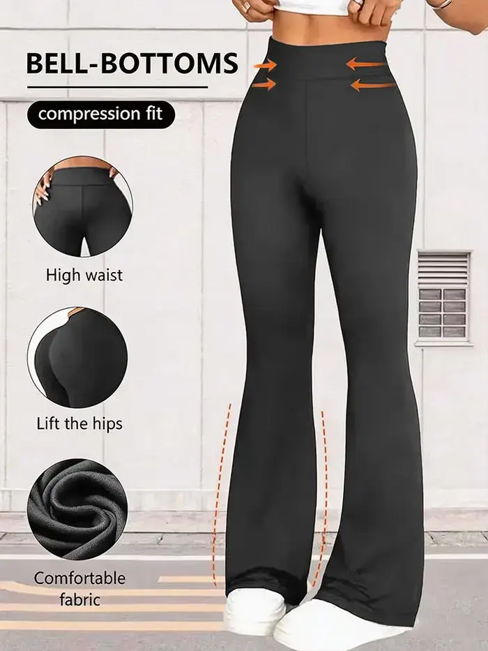 Legging évasé taille haute nude