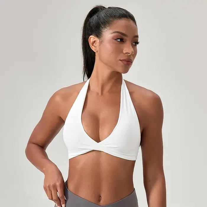 Soutien-gorge de sport de Yoga pour femmes, col licou, Design élégant au dos, soutien-gorge de gymna