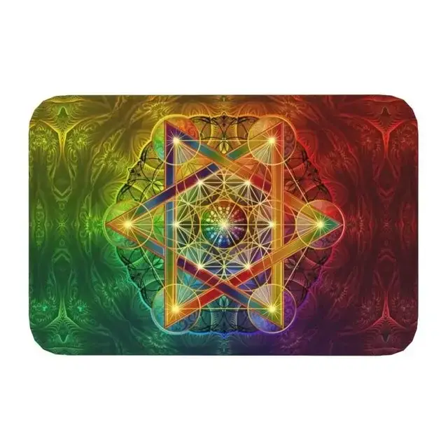 Paillasson d'entrée avec fleur de vie en Lotus, Mandala, géométrie sacrée, méditation, tapis de salle de bain antidérapant, tapis de sol pour chambre