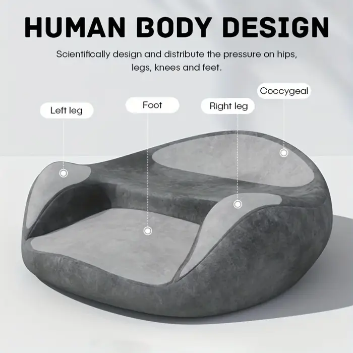 Coussin de méditation en mousse à mémoire de forme avec support ergonomique | Oreiller Zafu lavable gris pour le yoga