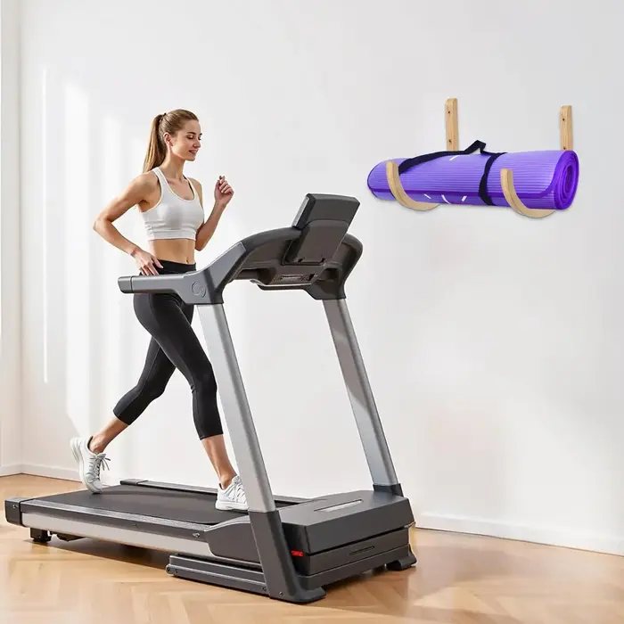 Support mural en bois pour tapis de yoga