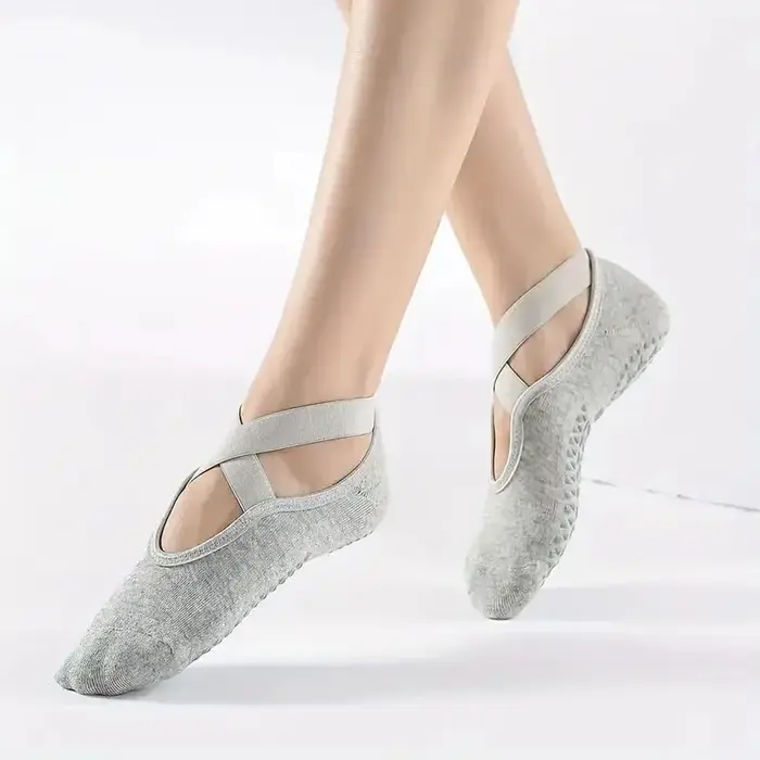 Chaussettes de Pilates coordonnantes avec bandage en coton pour femme