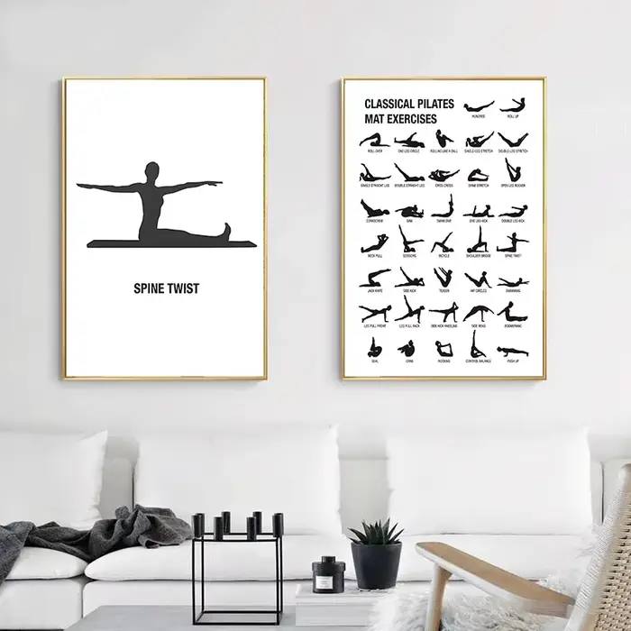 Art mural Simple Pilates noir et blanc
