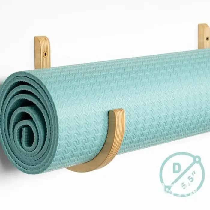 Support mural en bois pour tapis de yoga, organisateur d'accessoires d'exercice, support pour tapis
