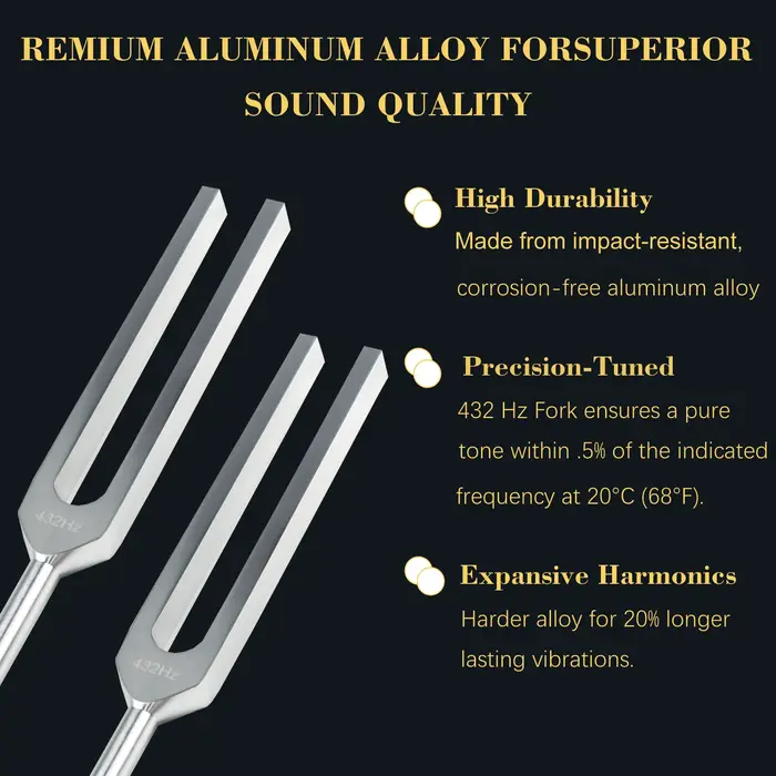 Miwayer 432Hz diapason-alliage d'aluminium/pour la guérison méditation fréquence musique Instrument de réglage Chakra équilibrage Relaxation