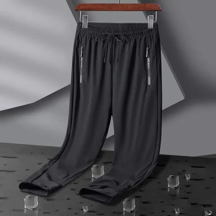 Pantalon de Sport élastique respirant pour hommes, en soie glacée, pour Jogging, survêtement fin, dé