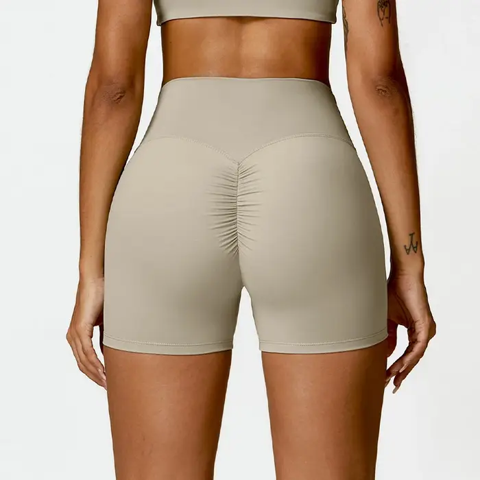 Hearuisavy Short de sport taille haute pour femme, effet push-up fessier froncé, coupe ajustée, pour