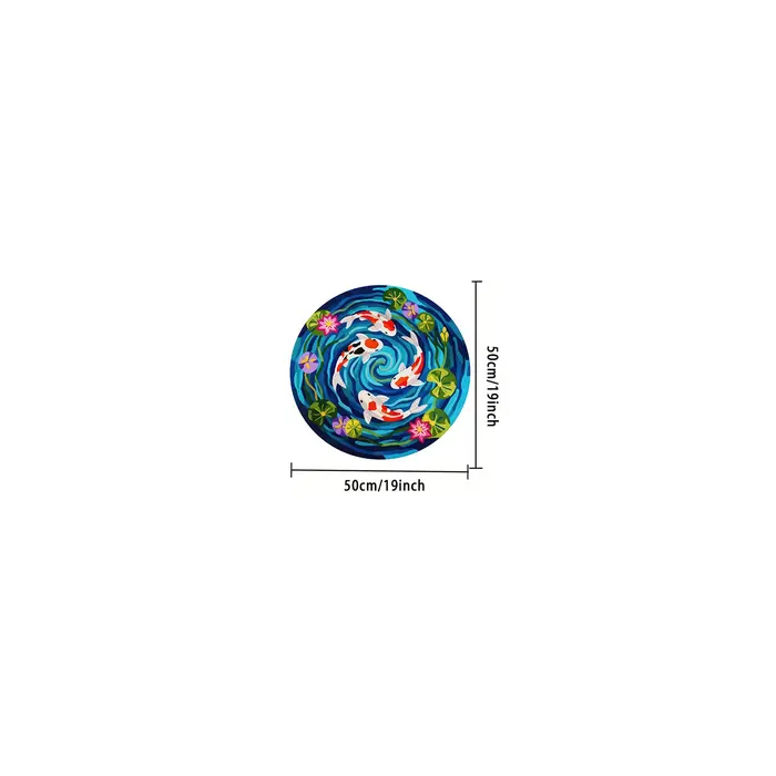 VIKAMA Tapis rond coloré à motif Koi