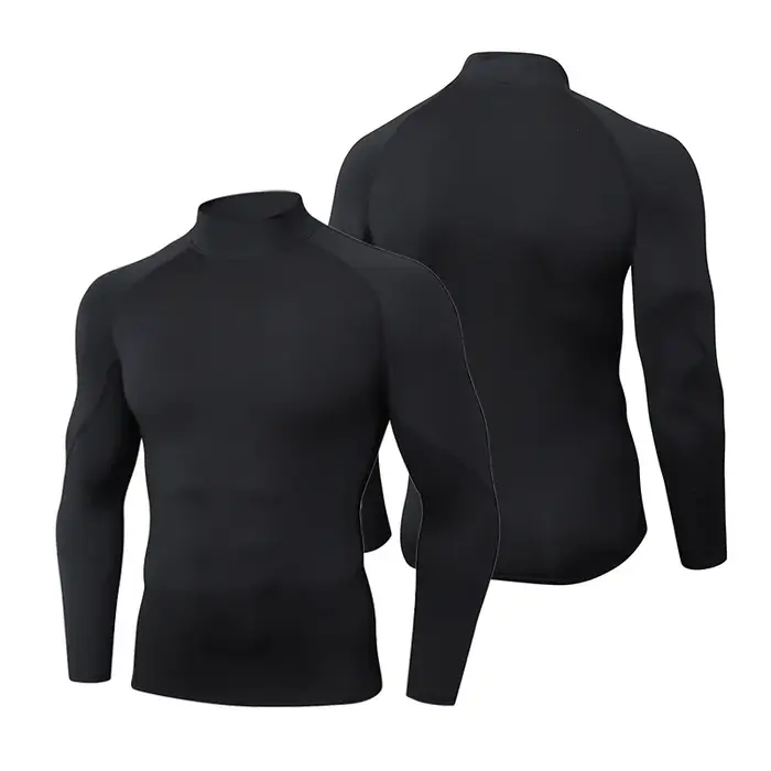 Chemise de Compression pour hommes, vêtements de cyclisme, chemise chaude à bascule, T-Shirt de Comp