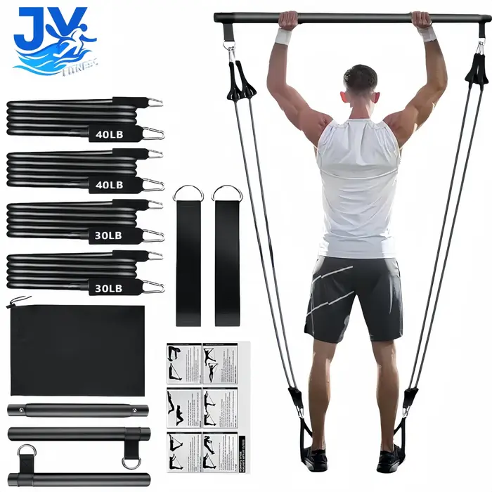 11 pièces Kit d'exercice corporel de barre de Yoga Pilates Portable Kit