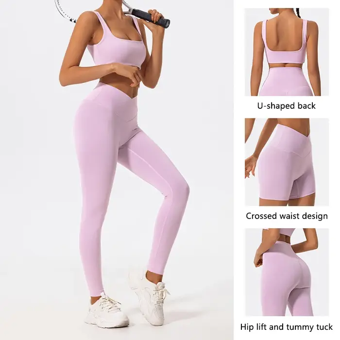 Ensemble de sport deux pièces Hearuisavy d'été de haute qualité pour femme – Vêtements de yoga, tenu