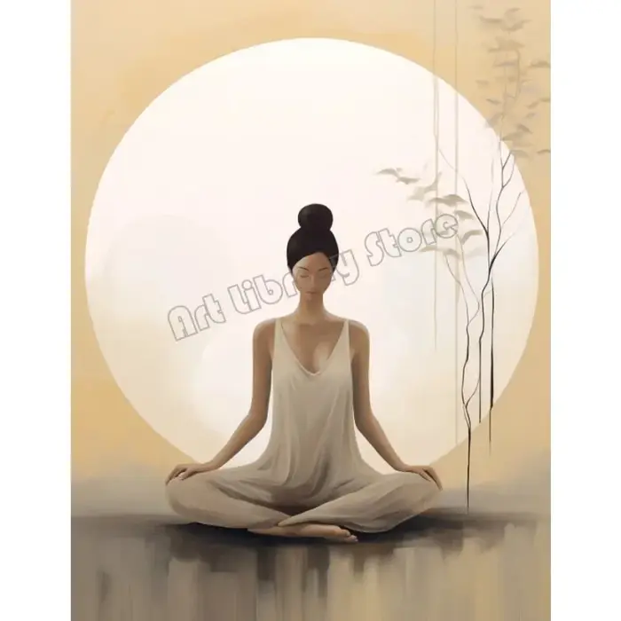 Bouddha japonais Zen Yoga Enso cercle méditation sérénité Nature paysage affiche mur Art photos toil