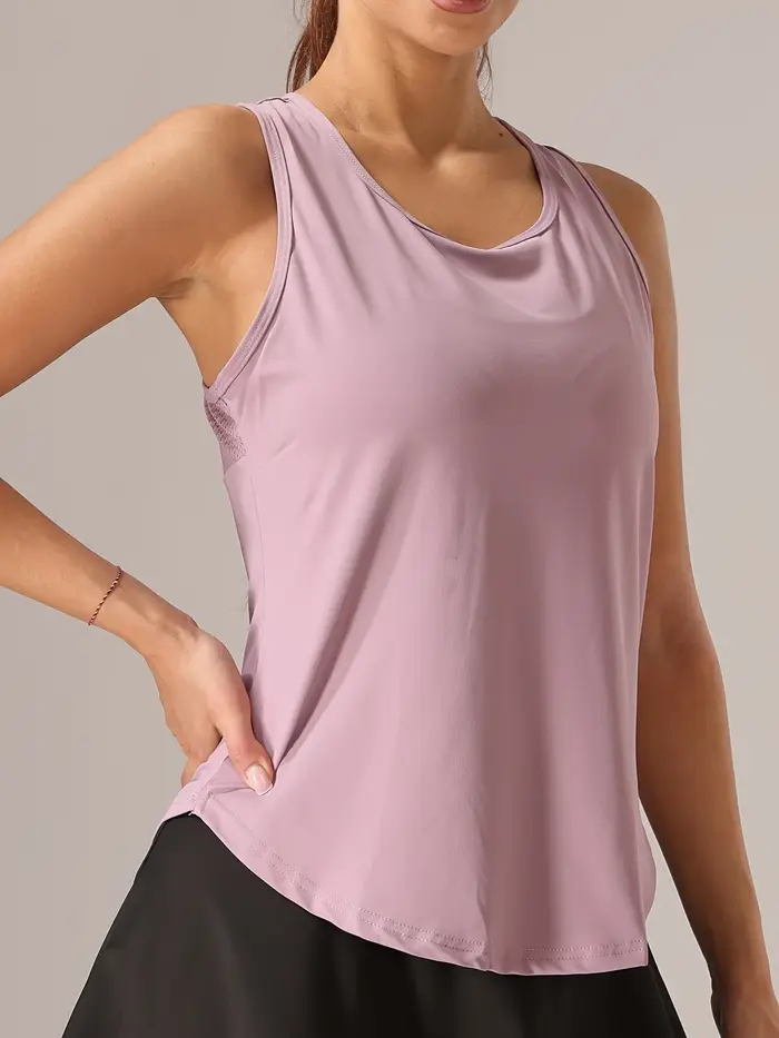 Débardeur athlétique sans manches pour femme – Dos en maille et design croisé