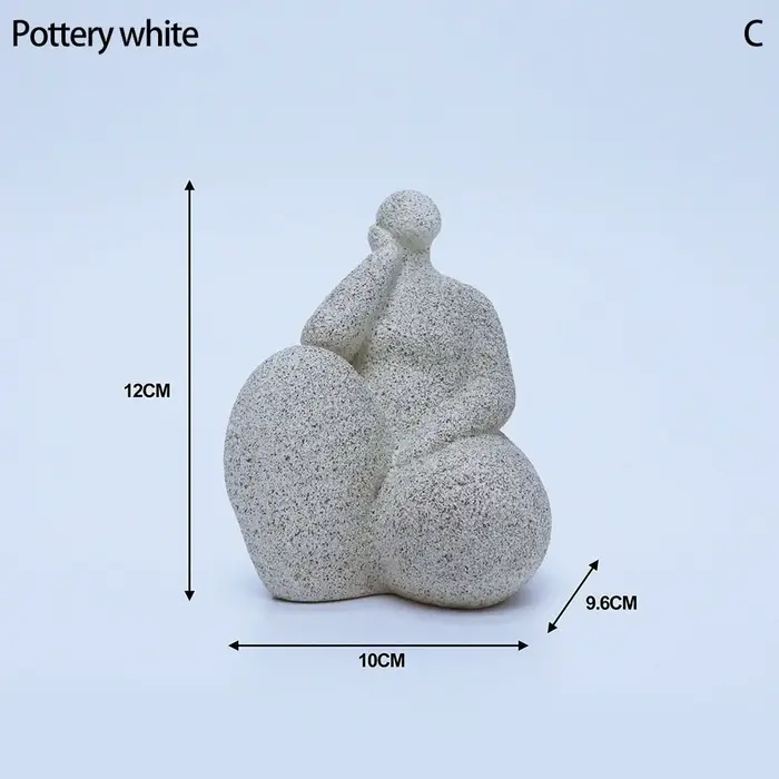Sculpture abstraite de femme en yoga en résine rouge terre cuite