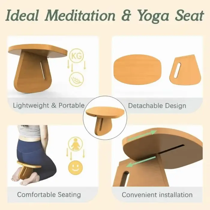 Tabouret en bois massif, banc de yoga en bois, banc de méditation simple et détachable, banc de yoga créatif et équilibré, entraînement de yoga