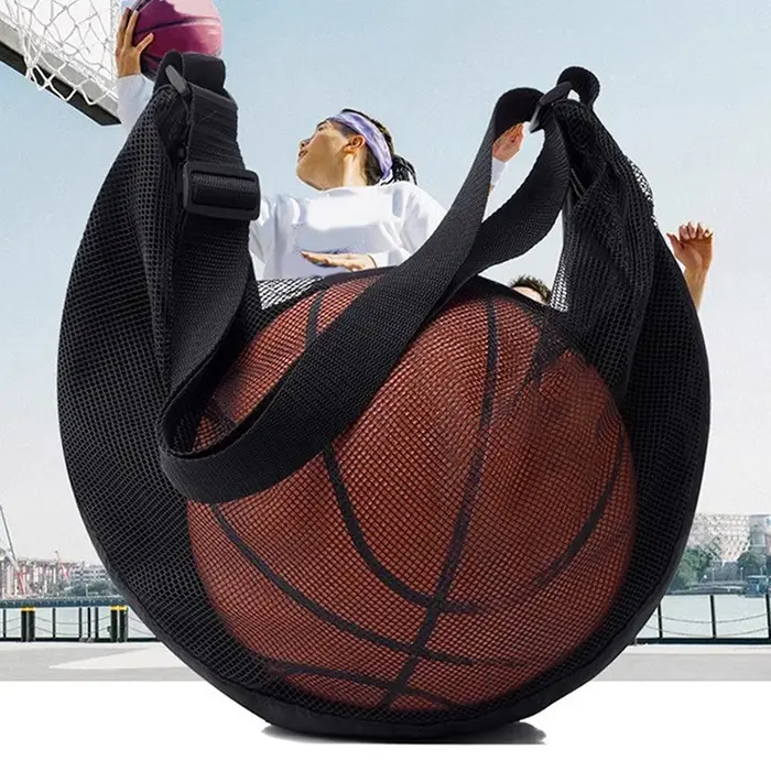 Sac de transport individuel pour ballon avec poche zippée, sac de rangement en filet pour équipement
