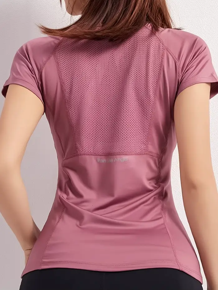 T-shirt de sport pour femmes, respirant, sexy, beauté du dos, vêtements de fitness, séchage rapide,