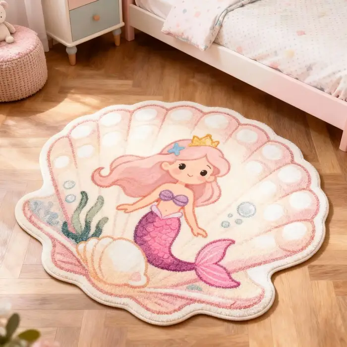 VIKAMA – tapis princesse sirène en forme de coquille
