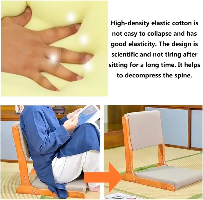 Chaise de méditation pliable avec support dorsal