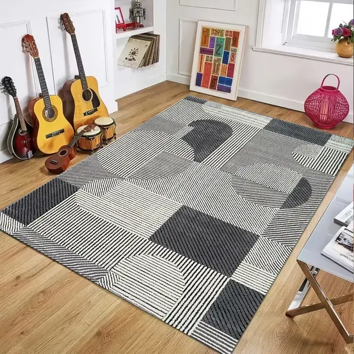 Tapis d'intérieur gris vintage à motifs floraux