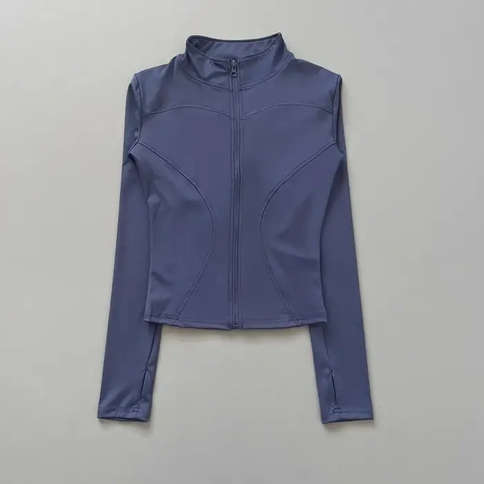 Veste d'entraînement pour femmes, extensible, ajustée, fermeture éclair sur le devant, manches longu