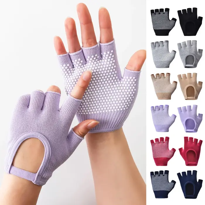 Gants de Yoga antidérapants demi-doigt pour femmes