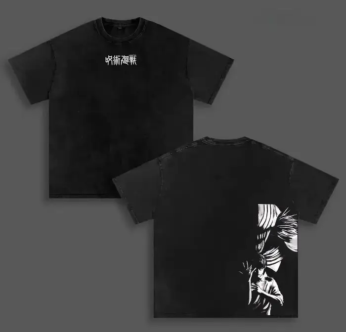 T-shirt décontracté Y2K en coton délavé à manches courtes pour homme, motif Okkotsu Yuta Jujutsu Kai