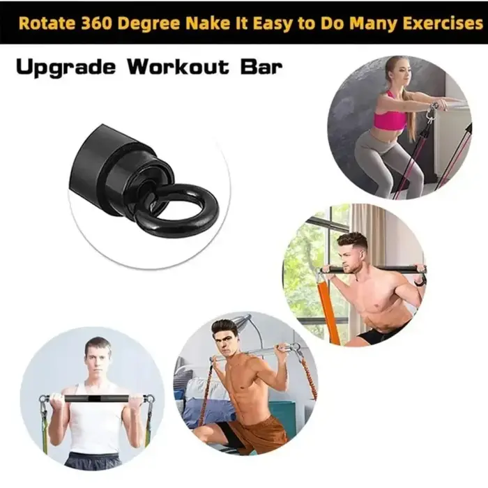 Ensemble de barres de résistance multifonctionnelles pour Pilates, outil de remise en forme pour le corps entier, idéal pour les squats et l'entraînement musculaire à domicile.