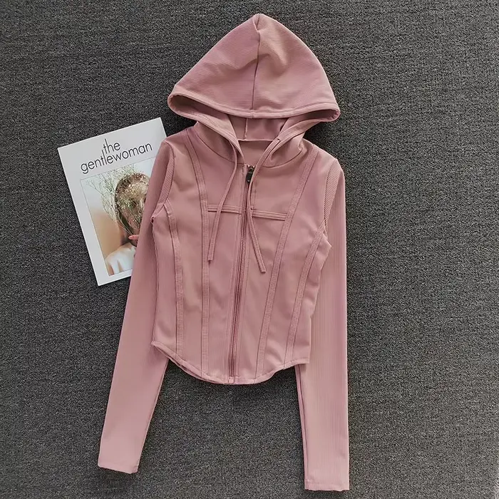 Manteau de Fitness pour femmes, Cardigan à capuche, veste de Sport serrée à séchage rapide, chemise