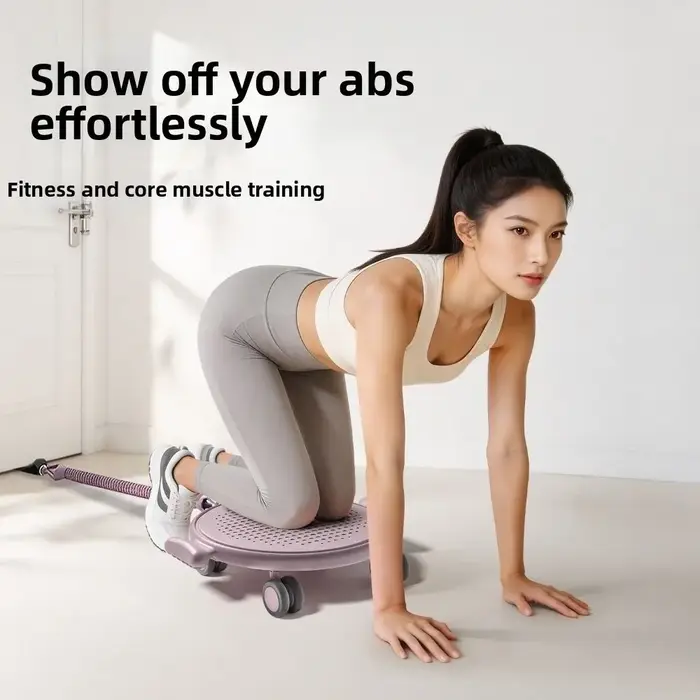 Plateau de glisse Pilates à conception silencieuse avec bande de résistance, grande capacité de charge, disque de glisse abdominal, roue universelle antidérapante