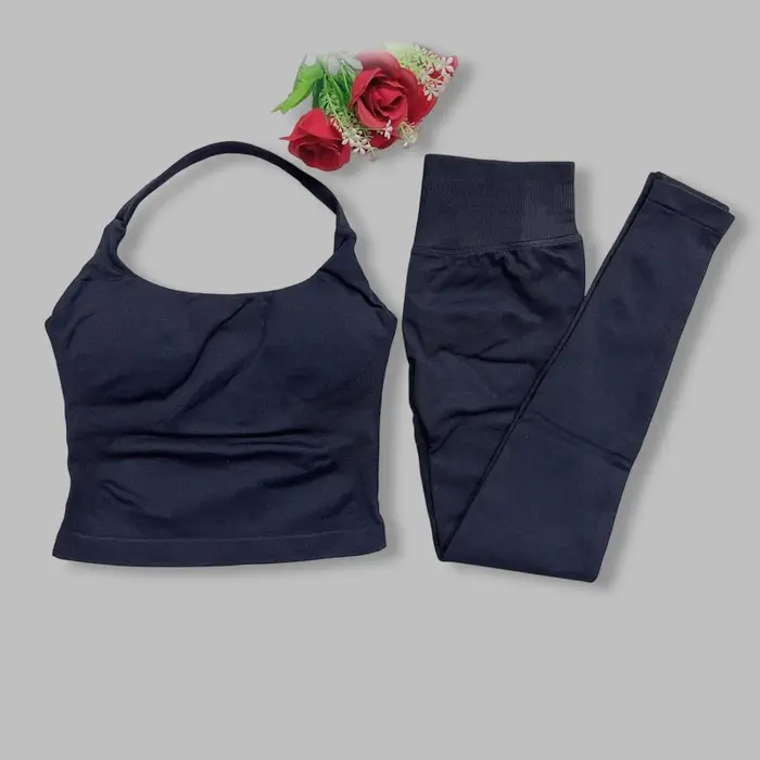 Ensemble de yoga pour femme DF Impact : Leggings et haut dos nu sans coutures DFNNYE, pantalon fronc