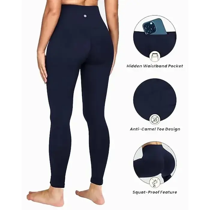 Leggings de yoga taille haute pour femme - Pantalon de sport moulant couleur unie pour le Pilates
