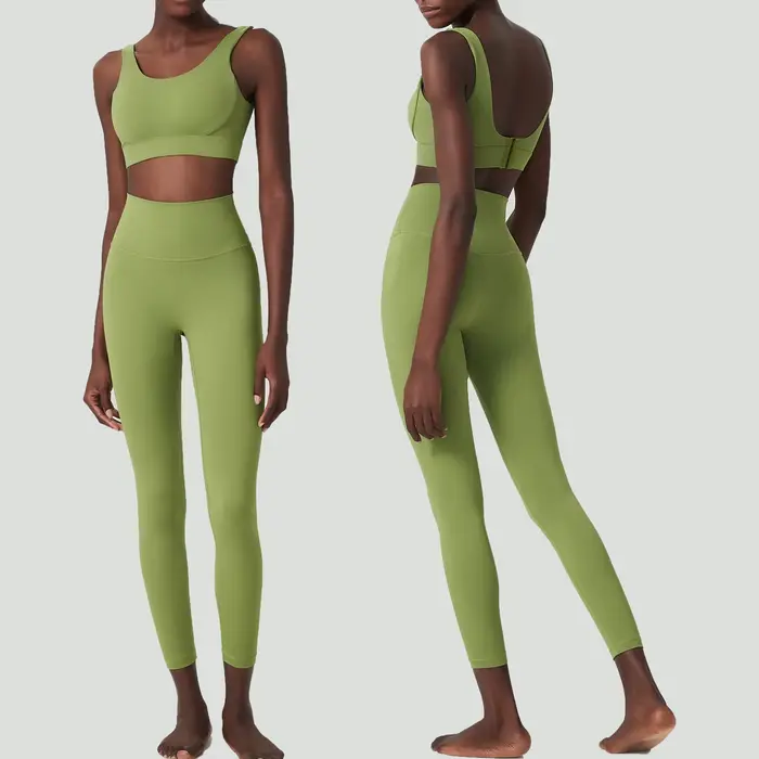 Ensemble de Yoga et Fitness pour femmes, couleur unie, doux, combinaison de gymnastique, respirant,