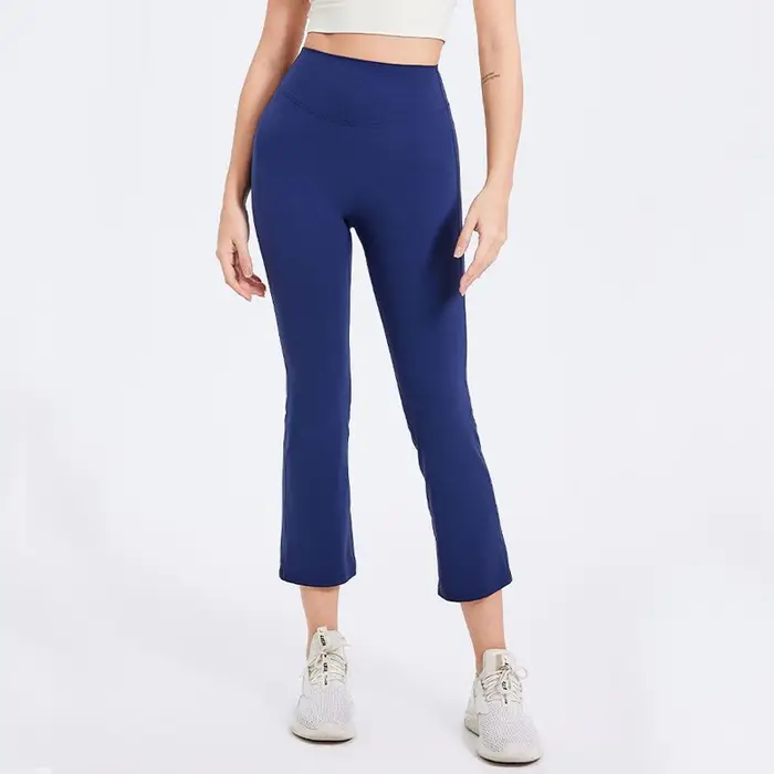 Pantalon de yoga Capri pour femmes, extensible, doux, taille haute, pantalon de fitness, couleur uni