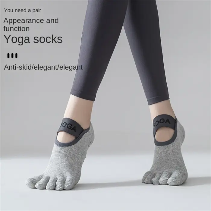Chaussettes Pilates antidérapantes avec 5 orteils pour femme