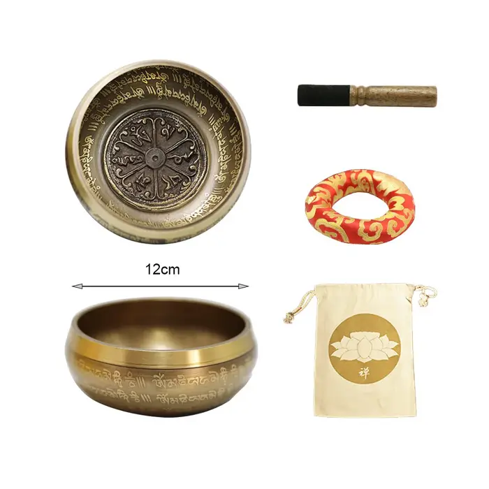 Bol chantant tibétain en laiton de 12 cm